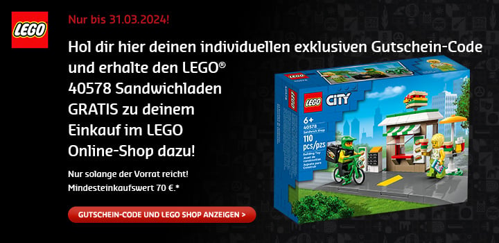 Gratis LEGO 40578 Sandwichladen mit Gutscheincode*