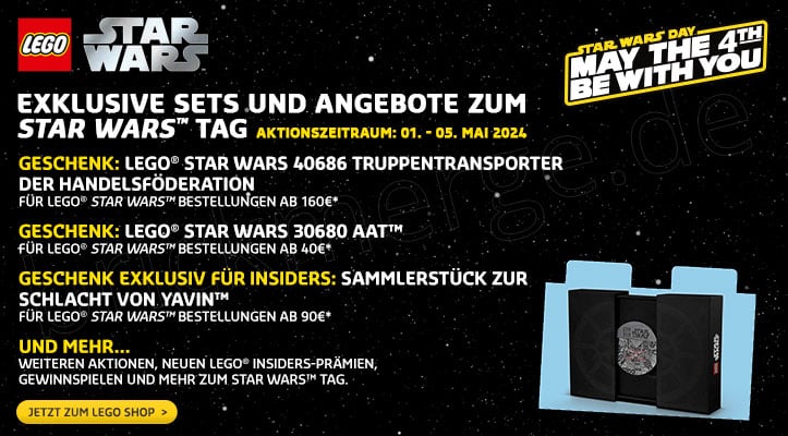 exklusive LEGO Sets und Angebote zum Star Wars™ Tag, Aktionszeitraum: 01. - 05. Mai 2024*