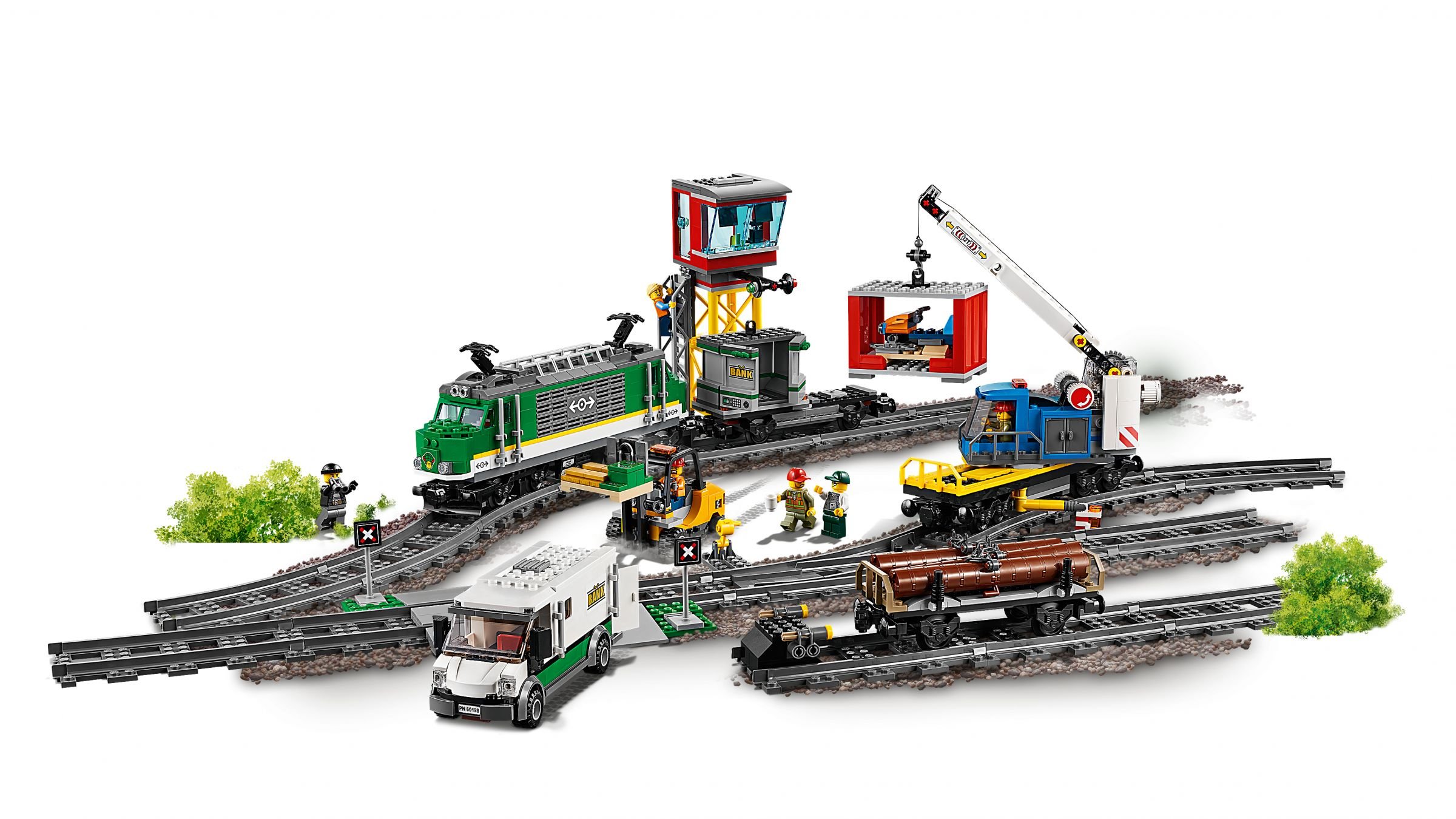 LEGO City Eisenbahn Set 60198 Kranwaggon Holzwaggon mit Figuren NEU 