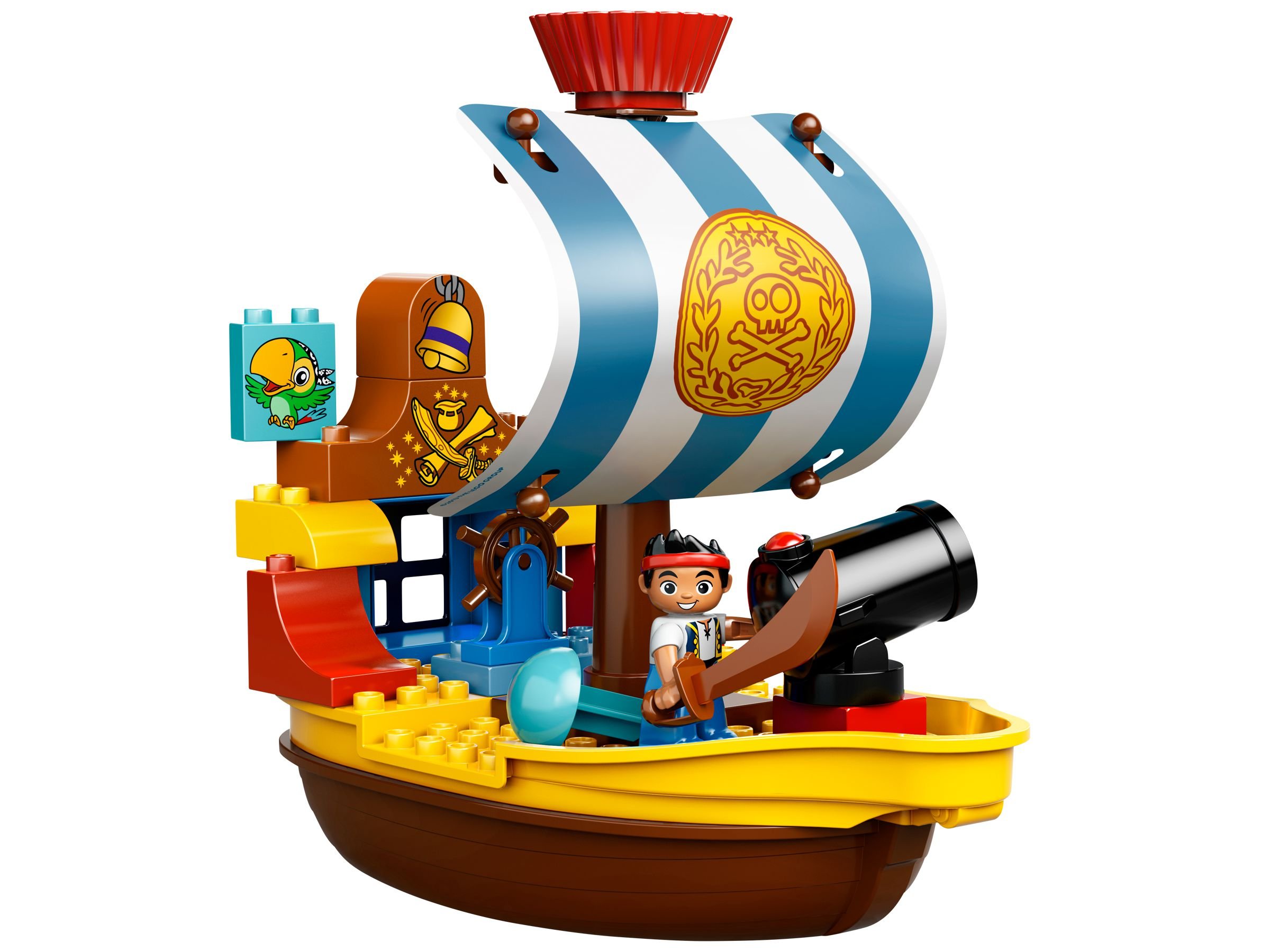 Lego Piratenboot rot mit Segel schwarz/weiß und Figur passt zum Piratenschiff 