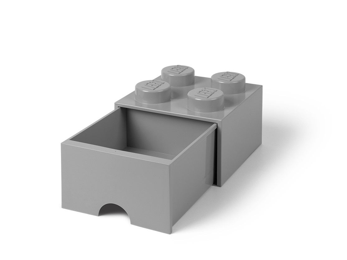 LEGO Gear 5005713 LEGO® mittelgroßer Aufbewahrungsstein mit 4 Noppen und Schubfach in Steingrau