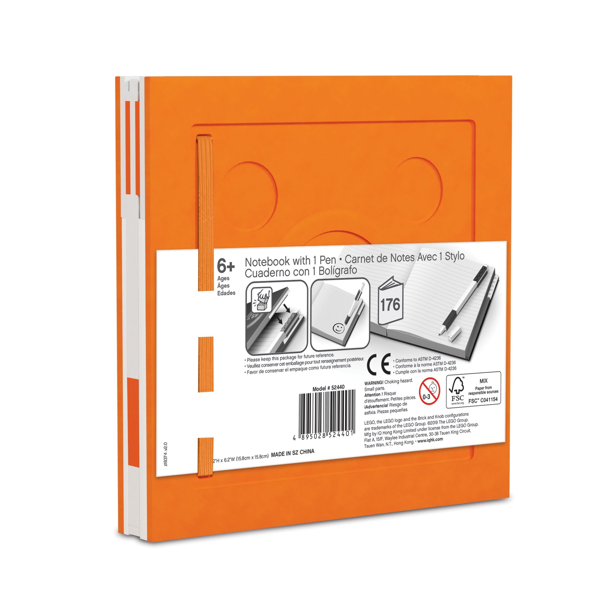 LEGO Gear 5007240 Verschließbares Notizbuch mit Gelschreiber in Orange LEGO_5007240_alt2.jpg
